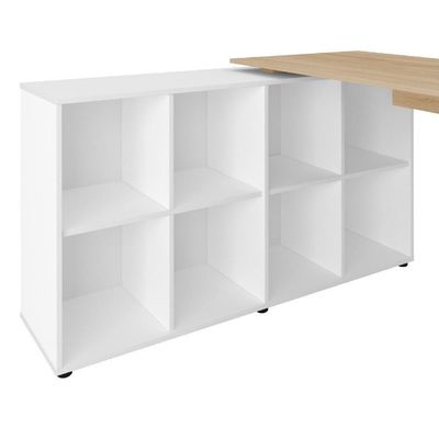 Escrivaninha Mesa Escritorio 8 Nichos Ne6 Carvalho Branco Arty Carvalho Branco