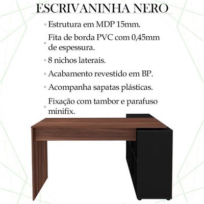 Escrivaninha Mesa Escritorio 8 Nichos Ne6 Ipe Preto Arty Ipe Preto