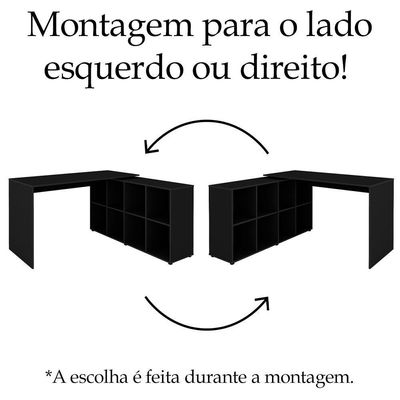 Escrivaninha Mesa Escritorio 8 Nichos Ne6 Preto Arty Preto