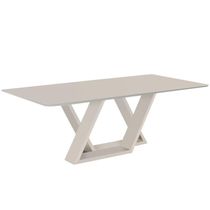 Mesa De Jantar Livia Flora 160 Cm Retangular Borda Arredondada Madeira Laca Off White