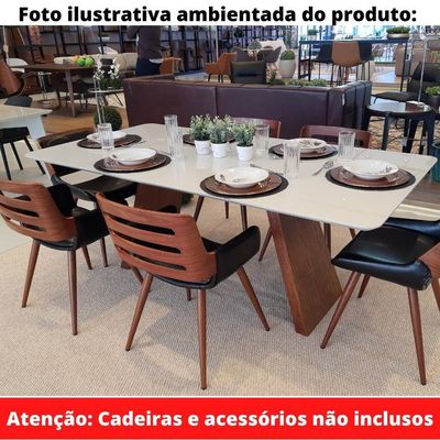 Mesa De Jantar Nirvana Livia 200 Cm Retangular Borda Arredondada Madeira Branco