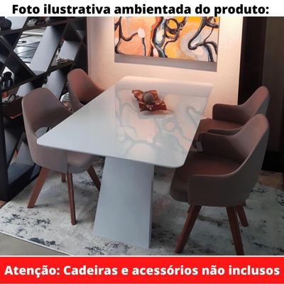Mesa De Jantar Nirvana Livia 200 Cm Retangular Borda Arredondada Madeira Branco