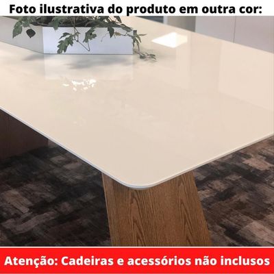 Mesa De Jantar Nirvana Livia 200 Cm Retangular Borda Arredondada Madeira Branco