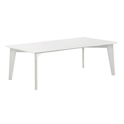 Mesa De Jantar Lisboa Univ Retangular 180 Cm Tampo De Madeira Com Laca Branca Brilhante