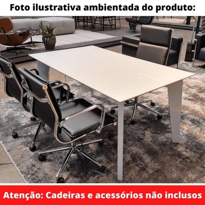 Mesa De Jantar Lisboa Univ Retangular 180 Cm Tampo De Madeira Com Laca Branca Brilhante