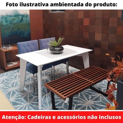 Mesa De Jantar Lisboa Univ Retangular 180 Cm Tampo De Madeira Com Laca Branca Brilhante