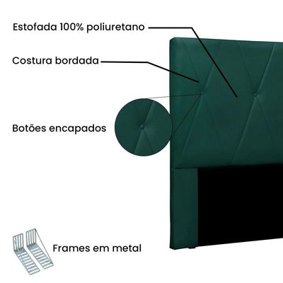 Cabeceira Para Cama Box Queen Aquilla 160Cm Veludo Verde
