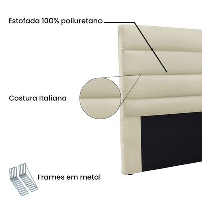 Cabeceira Para Cama Box King La Italiana 195Cm Veludo Bege
