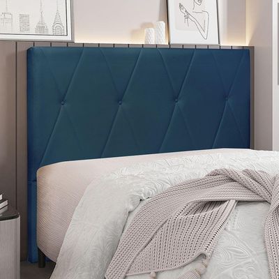 Cabeceira Cama Box Queen Aquilla 160Cm Veludo Azul Marinho