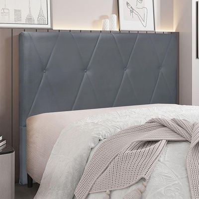 Cabeceira Para Cama Box Queen Aquilla 160Cm Veludo Cinza