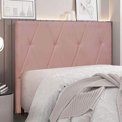 Cabeceira Para Cama Box King Aquilla 195Cm Veludo Rosa
