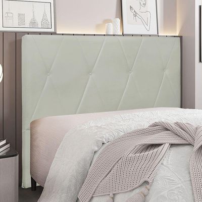 Cabeceira Cama Box King Aquilla 195Cm Veludo Branco Navajo