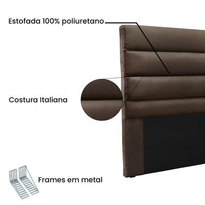 Cabeceira Para Cama Box King La Italiana 195Cm Veludo Marrom
