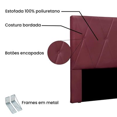 Cabeceira Para Cama Box Casal Aquilla 140Cm Veludo Púrpura
