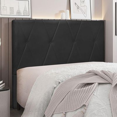 Cabeceira Para Cama Box King Aquilla 195Cm Veludo Preto