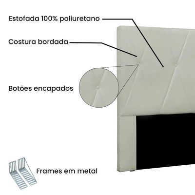 Cabeceira Cama Box Casal Aquilla 140Cm Veludo Branco Navajo