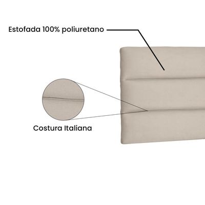 Painel Cabeceira Livia Cama Box Solteiro 90Cm Suede Cinza