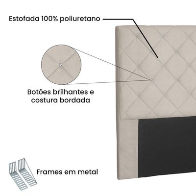 Cabeceira Tania Cama Box Casal 140Cm Suede Azul Marinho