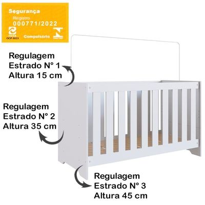 Berço Mini Cama 3 Em 1 La003 Branco Comm Branco