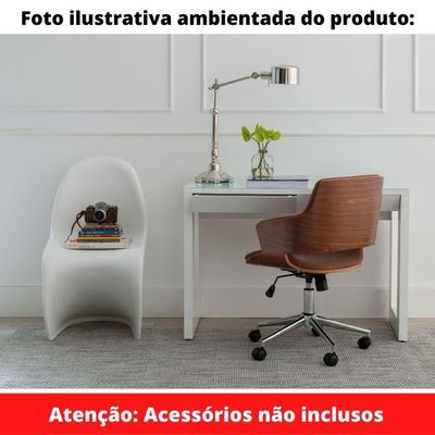 Escrivaninha Viena Univ 110 Cm Tampo De Madeira Com Laca Branca Acetinada