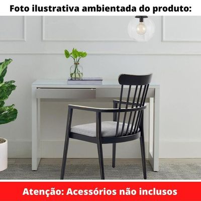 Escrivaninha Viena Univ 110 Cm Tampo De Madeira Com Laca Branca Acetinada