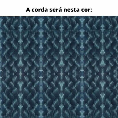 Poltrona Com Braço Ravi Algodão Azul Madeira Cedro Corda Chata Poliéster Azul