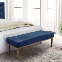 Recamier 140 Cm Suede Com Madeira Maciça Azul Marinho