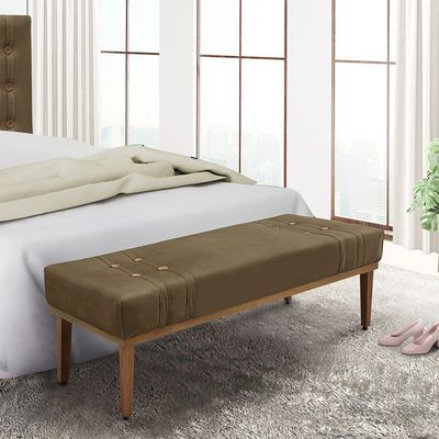 Recamier Genova 90 Cm Suede Com Madeira Maciça Caramelo