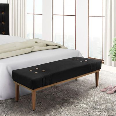 Recamier Genova 90 Cm Luxo Suede Com Madeira Maciça Preto