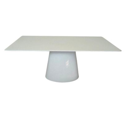 Mesa De Jantar Cone Retangular 180x100 Cm Base Oval Laca Branca Tampo Laca Branca Cor Branco