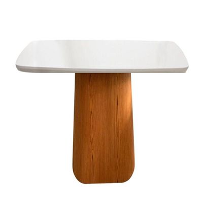 Mesa De Jantar Cone Retangular 210X110cm Tampo Laqueado Branco Branco