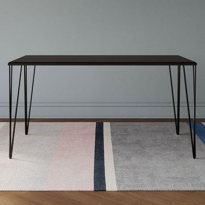 Mesa De Jantar Retangular Tampo De Madeira 140X80Cm Preto