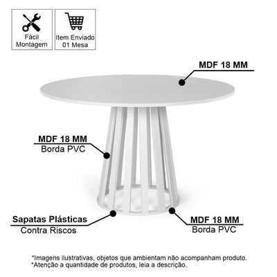 Mesa De Jantar RedondaLugares 90cm Tália BrancaStraub Web