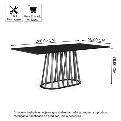 Mesa De Jantar Retangular 8 Lugares 200x90cm Gabi Preto/jade - Straub Web