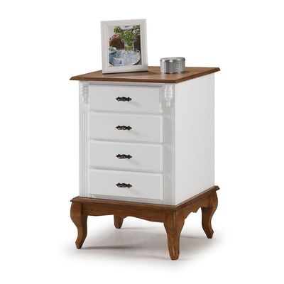 Mesa De Cabeceira Com 4 Gavetas - M560404 Cor Garapa - Verniz
