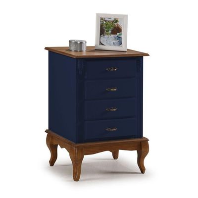 Mesa De Cabeceira Com 4 Gavetas - M560404 Cor Garapa - Verniz