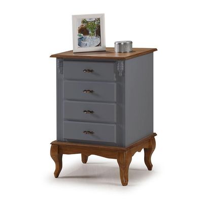 Mesa De Cabeceira Com 4 Gavetas - M560404 Cor Garapa - Verniz