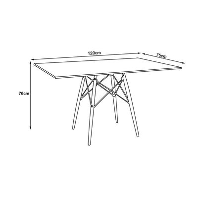 Mesa De Jantar Retangular Eames Eiffel Preta 120x75cm Base Madeira - Cor: Marrom