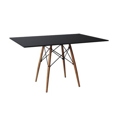 Mesa De Jantar Retangular Eames Eiffel Preta 120x75cm Base Madeira - Cor: Marrom