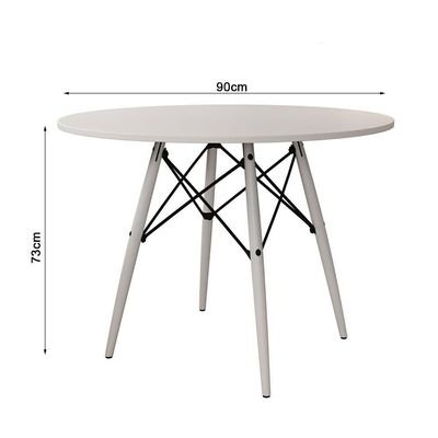 Mesa De Jantar Eames Eiffel Branca 90cm Base Madeira Maciça Branca - Cor: Branco