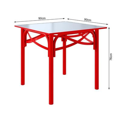 Mesa De Jantar Katrina Vermelha Quadrada Tampo De Madeira 90 Cm Asturias - Cor: Vermelho