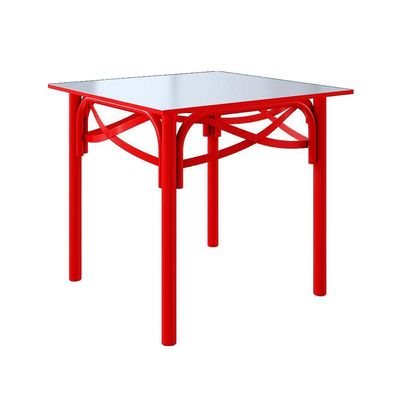 Mesa De Jantar Katrina Vermelha Quadrada Tampo De Madeira 90 Cm Asturias - Cor: Vermelho