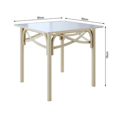 Mesa De Jantar Katrina Off White Quadrada Tampo De Madeira 90 Cm Asturias - Cor: Branco