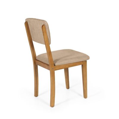 Mesa De Jantar Redonda Gabi Bran/nor Com 4 Cadeiras Estofadas Ella Bege