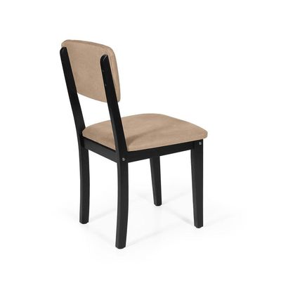 Mesa De Jantar Redonda Gabi Preta Com 4 Cadeiras Estofadas Ella Preto/marrom Claro