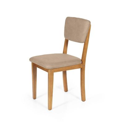 Mesa De Jantar Redonda Gabi Nat/pret Com 4 Cadeiras Estofadas Ella Bege