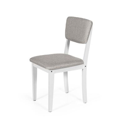Mesa De Jantar Redonda Gabi Noronha Com 4 Cadeiras Estofadas Ella Branco/cinza Claro