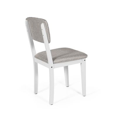 Mesa De Jantar Redonda Gabi Noronha Com 4 Cadeiras Estofadas Ella Branco/cinza Claro
