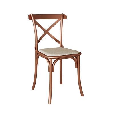 Mesa De Jantar Industrial Com 6 Cadeiras Cobre Premium Cobre E Amêndoa 150 Cm - Marrom