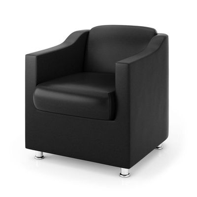 Kit Namoradeira + 02 Poltronas Decorativas Tecido Courino Cor:preto
